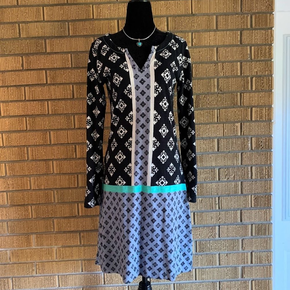 Hatley Long Sleeve 100% Cotton Geo Dress: size small